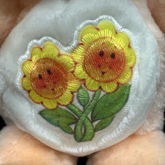 Vintage Care Bears Friend Bear 13” Plush Peach Orange Flowers Kenner 1983 - Picture 3 of 7